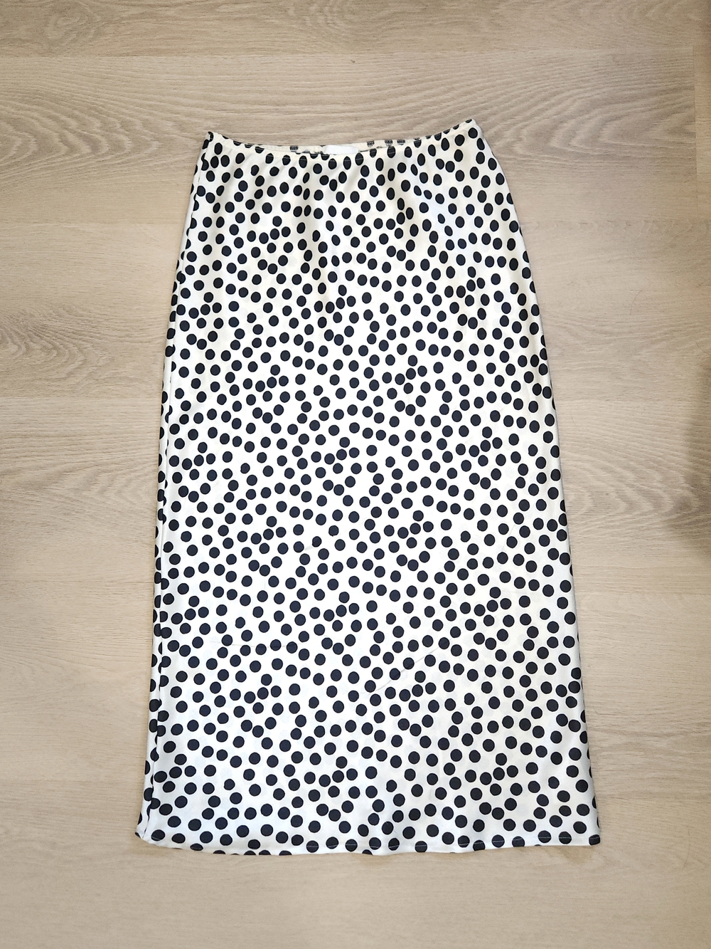 Polka Dot Slip Style Midi Skirt - Black & White